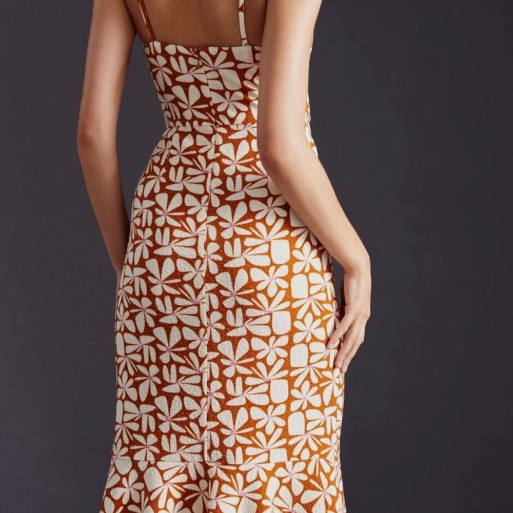 Anthropologie, Hutch Floral Orange and Cream Sweetheart Dress - Picture 2 of 8